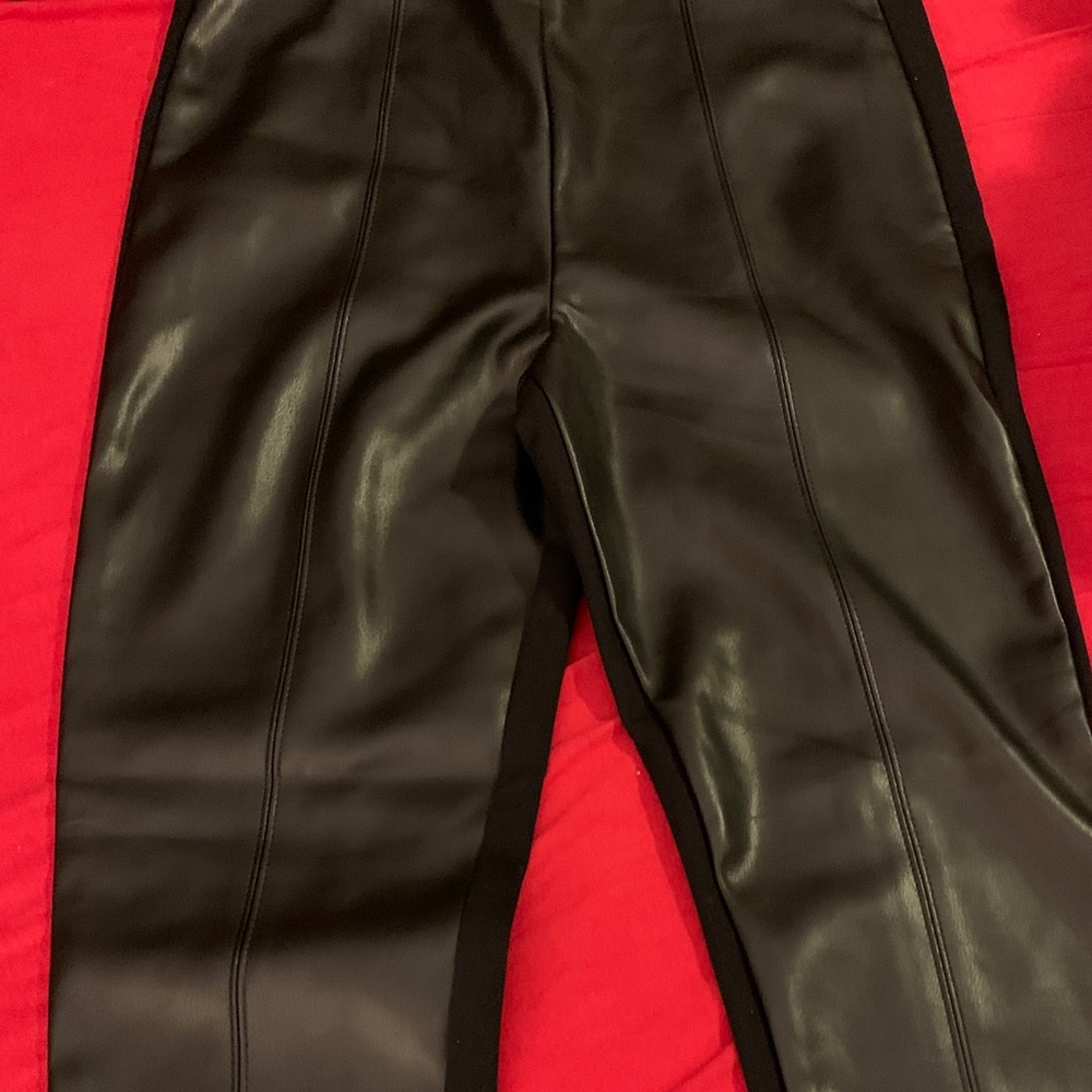 Ann Taylor leather front leggings
